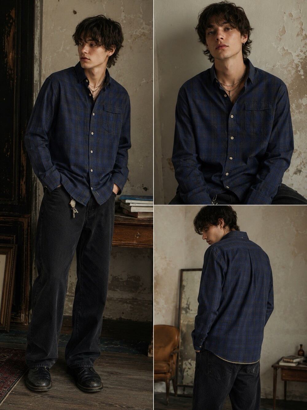 Descendant of Thieves Indie Limited Edition Shirt Mens Large Blue Black Plaid
